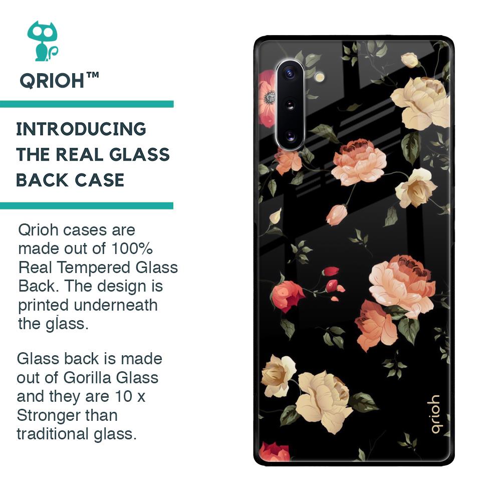 Black Spring Floral Glass Case for Samsung Galaxy Note 10