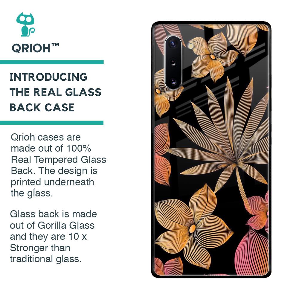 Lines Pattern Flowers Glass Case for Samsung Galaxy Note 10