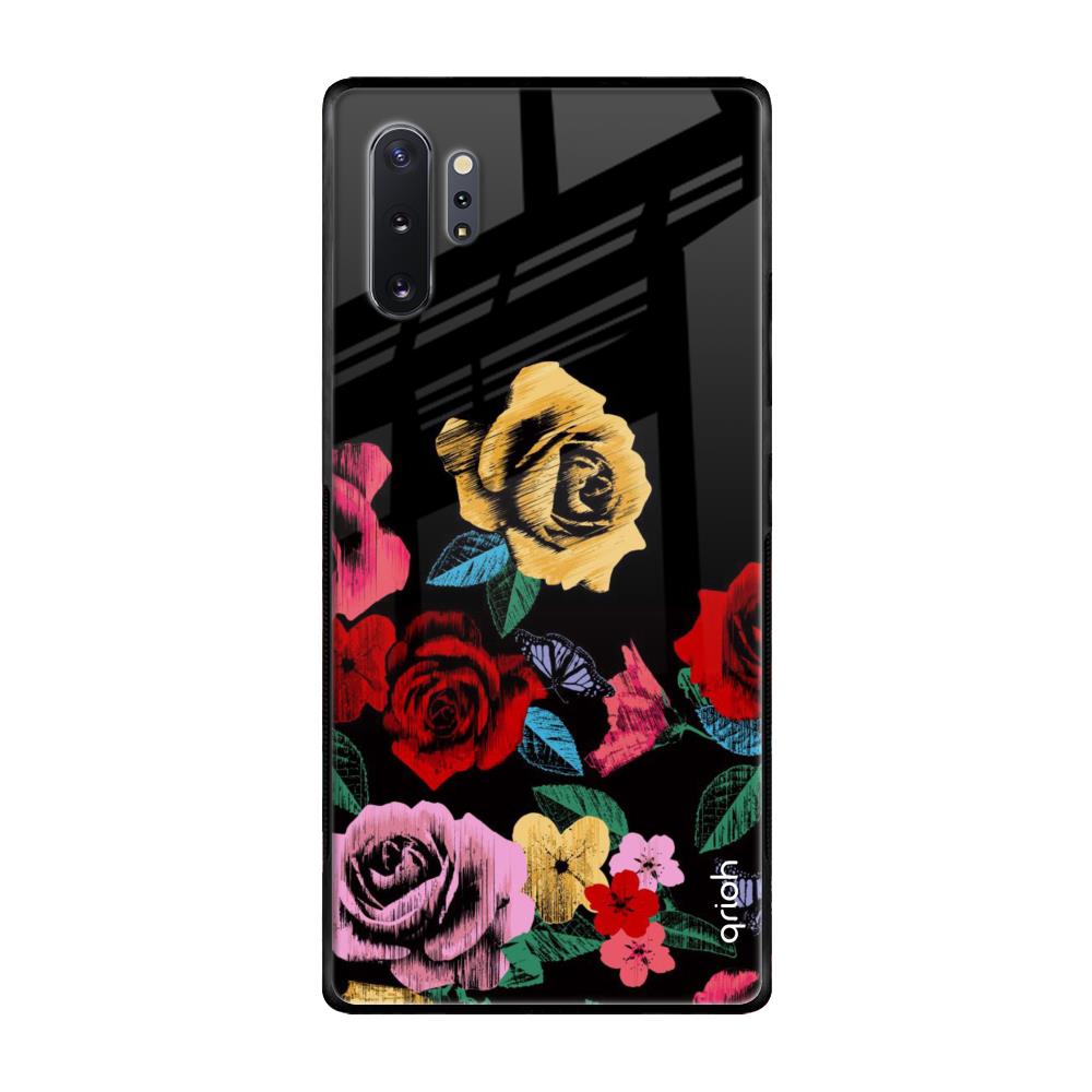 Floral Decorative Samsung Galaxy Note 10 Plus Glass Back Cover Online