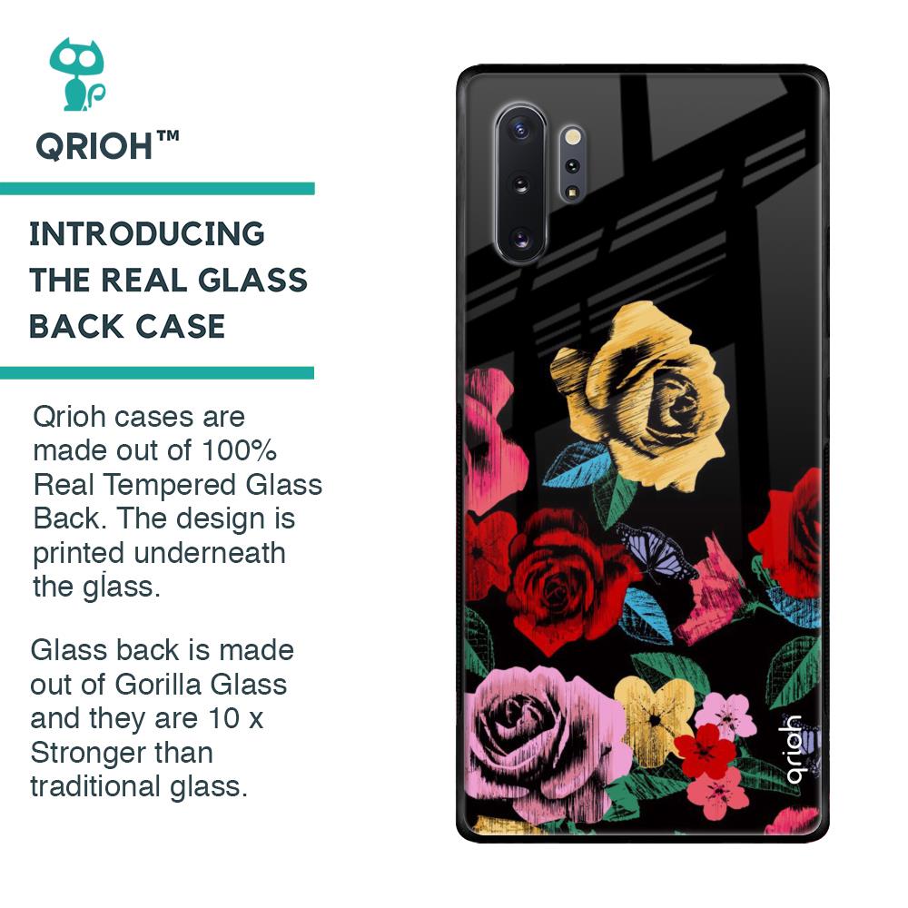 Floral Decorative Glass Case For Samsung Galaxy Note 10 Plus
