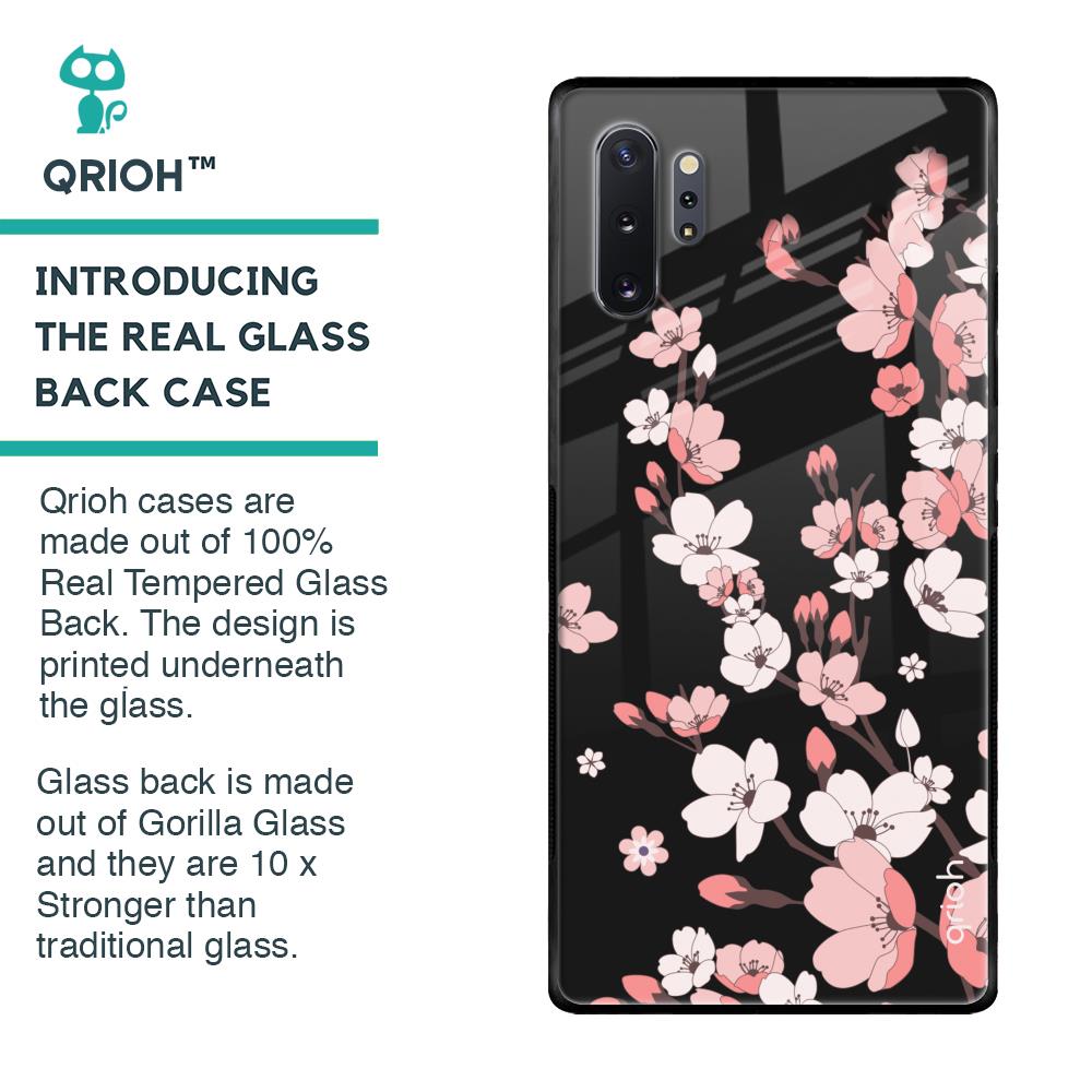 Black Cherry Blossom Glass Case for Samsung Galaxy Note 10 Plus