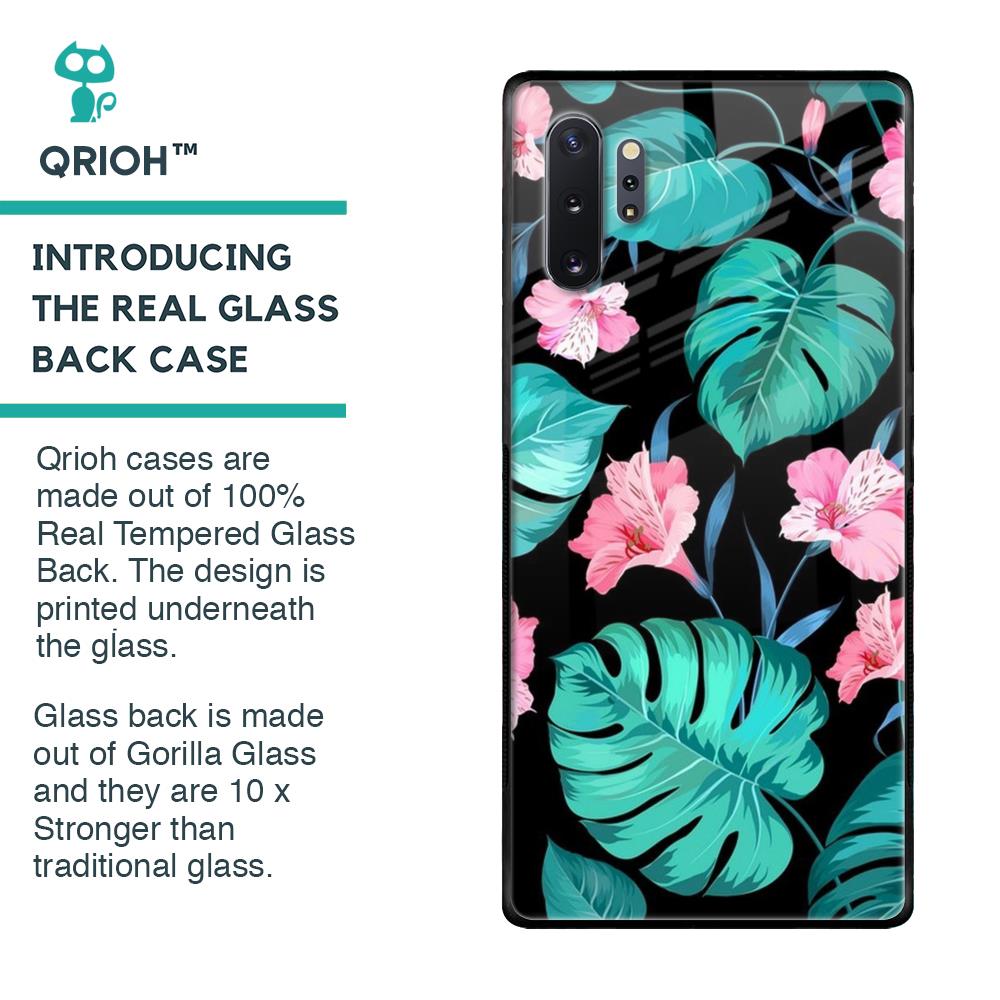 Tropical Leaves & Pink Flowers Glass case for Samsung Galaxy Note 10 Plus