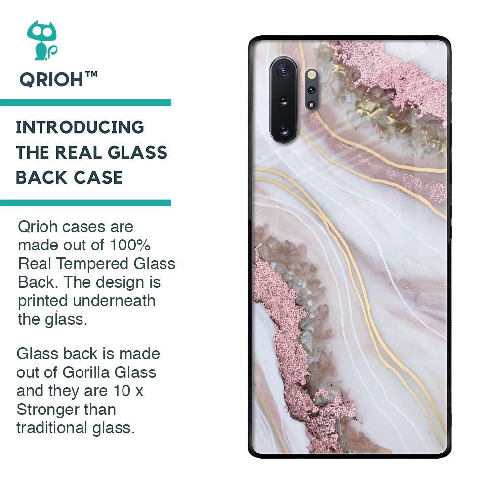 Pink & Gold Gllitter Marble Glass Case for Samsung Galaxy Note 10 Plus