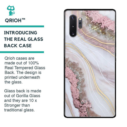 Pink & Gold Gllitter Marble Glass Case for Samsung Galaxy Note 10 Plus