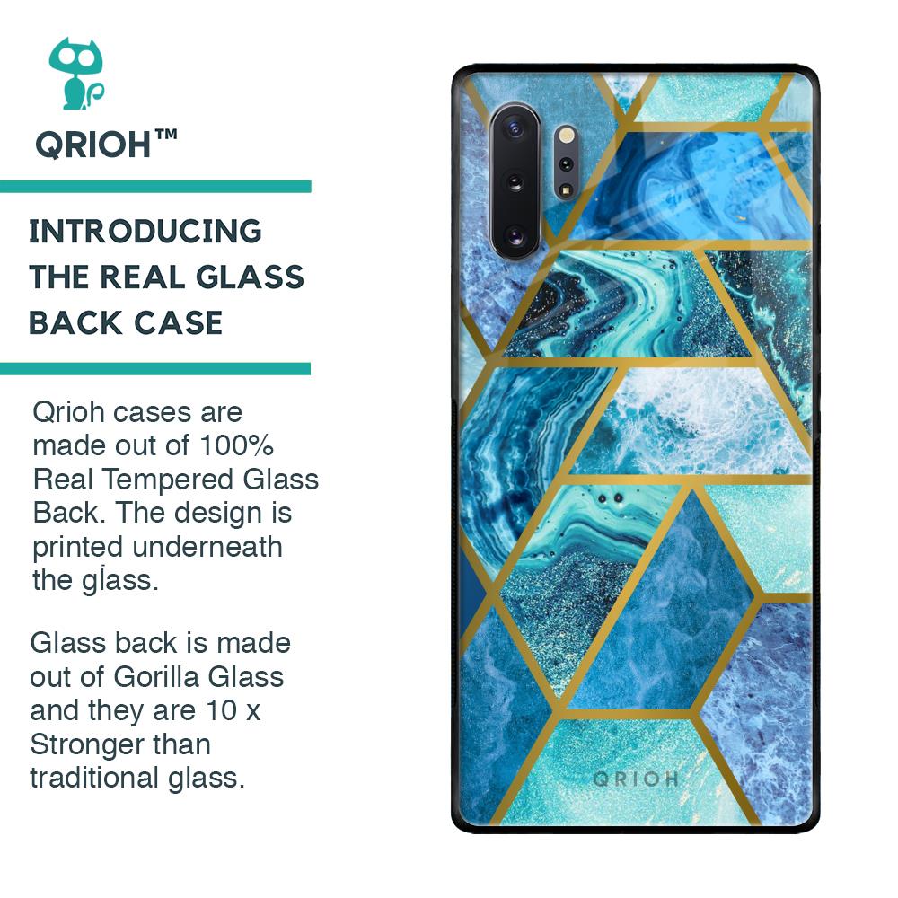 Turquoise Geometrical Marble Glass Case for Samsung Galaxy Note 10 Plus