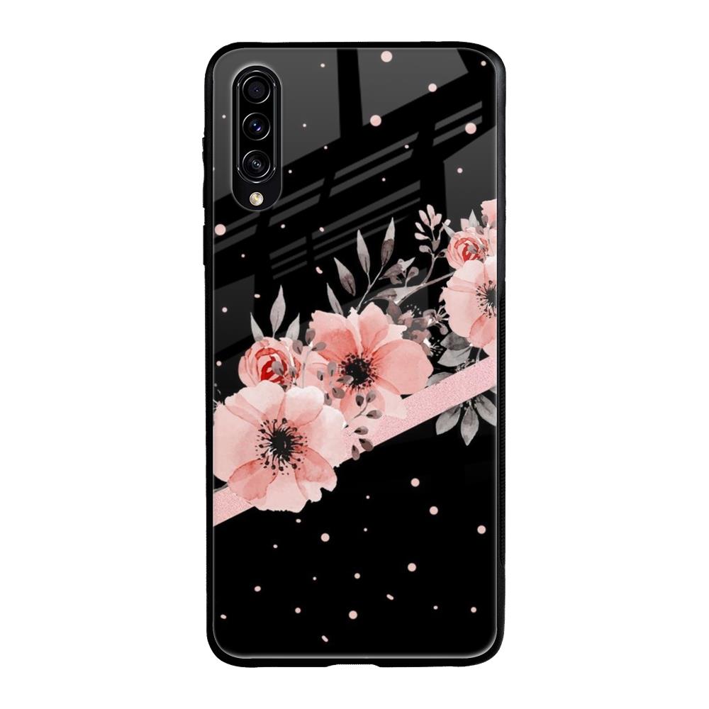 Floral Black Band Samsung Galaxy A30s Glass Back Cover Online