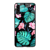 Tropical Leaves & Pink Flowers Samsung Galaxy A30s Glass Back Cover Online