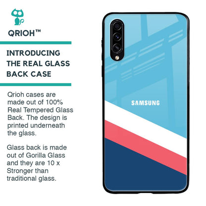 Pink & White Stripes Glass Case For Samsung Galaxy A30s