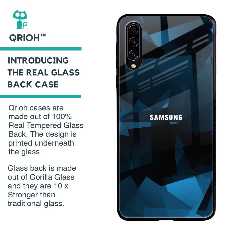 Polygonal Blue Box Glass Case For Samsung Galaxy A30s