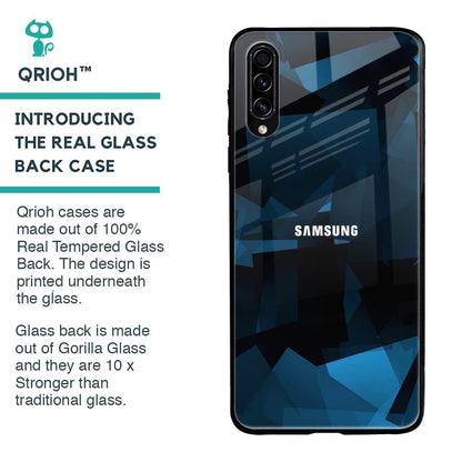 Polygonal Blue Box Glass Case For Samsung Galaxy A30s