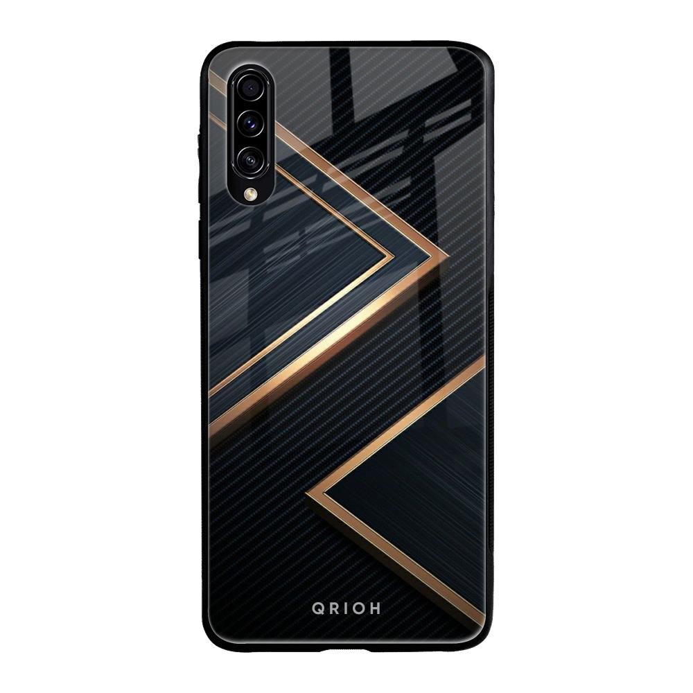 Sleek Golden & Navy Samsung Galaxy A50s Glass Back Cover Online