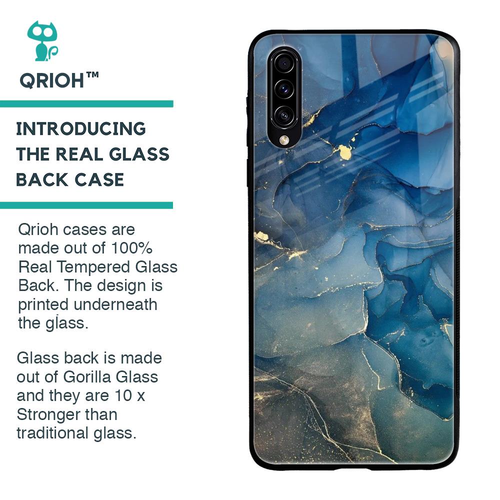 Blue Cool Marble Glass Case for Samsung Galaxy A50s