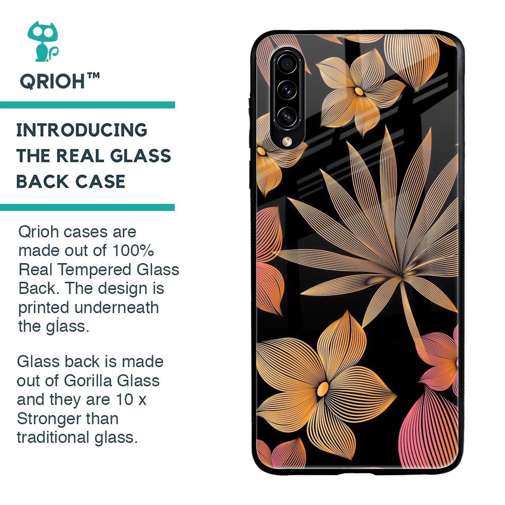Lines Pattern Flowers Glass Case for Samsung Galaxy A50s