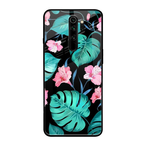 Tropical Leaves & Pink Flowers Xiaomi Redmi Note 8 Pro Glass Back Cover Online