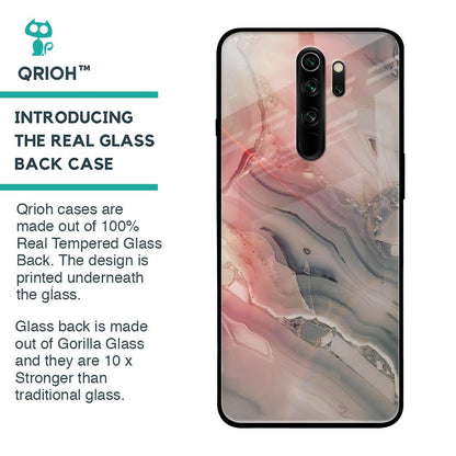 Pink And Grey Marble Glass Case For Xiaomi Redmi Note 8 Pro