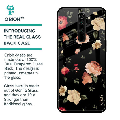 Black Spring Floral Glass Case for Xiaomi Redmi Note 8 Pro