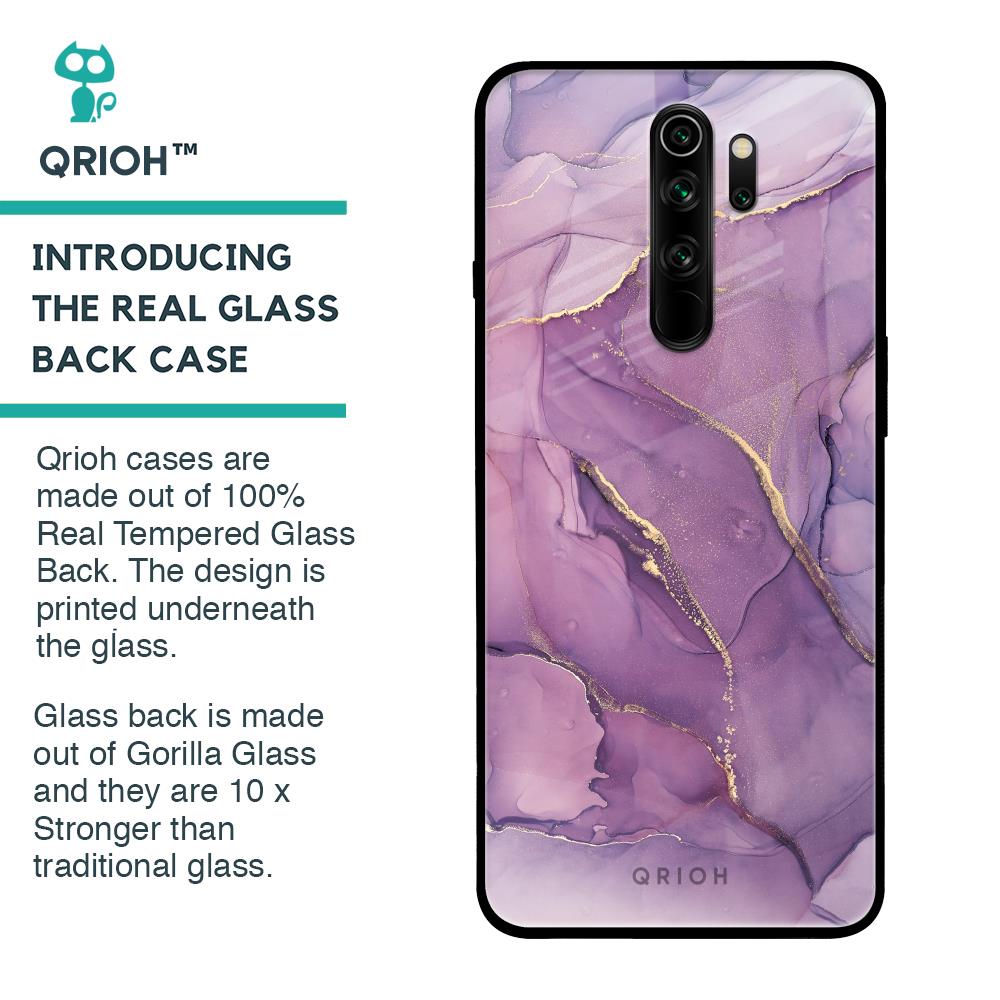 Purple Gold Marble Glass Case for Xiaomi Redmi Note 8 Pro