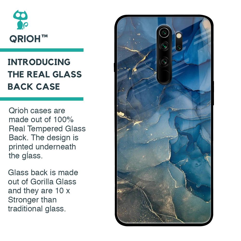 Blue Cool Marble Glass Case for Xiaomi Redmi Note 8 Pro