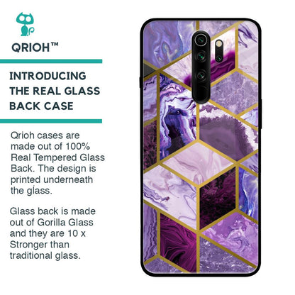 Purple Rhombus Marble Glass Case for Xiaomi Redmi Note 8 Pro