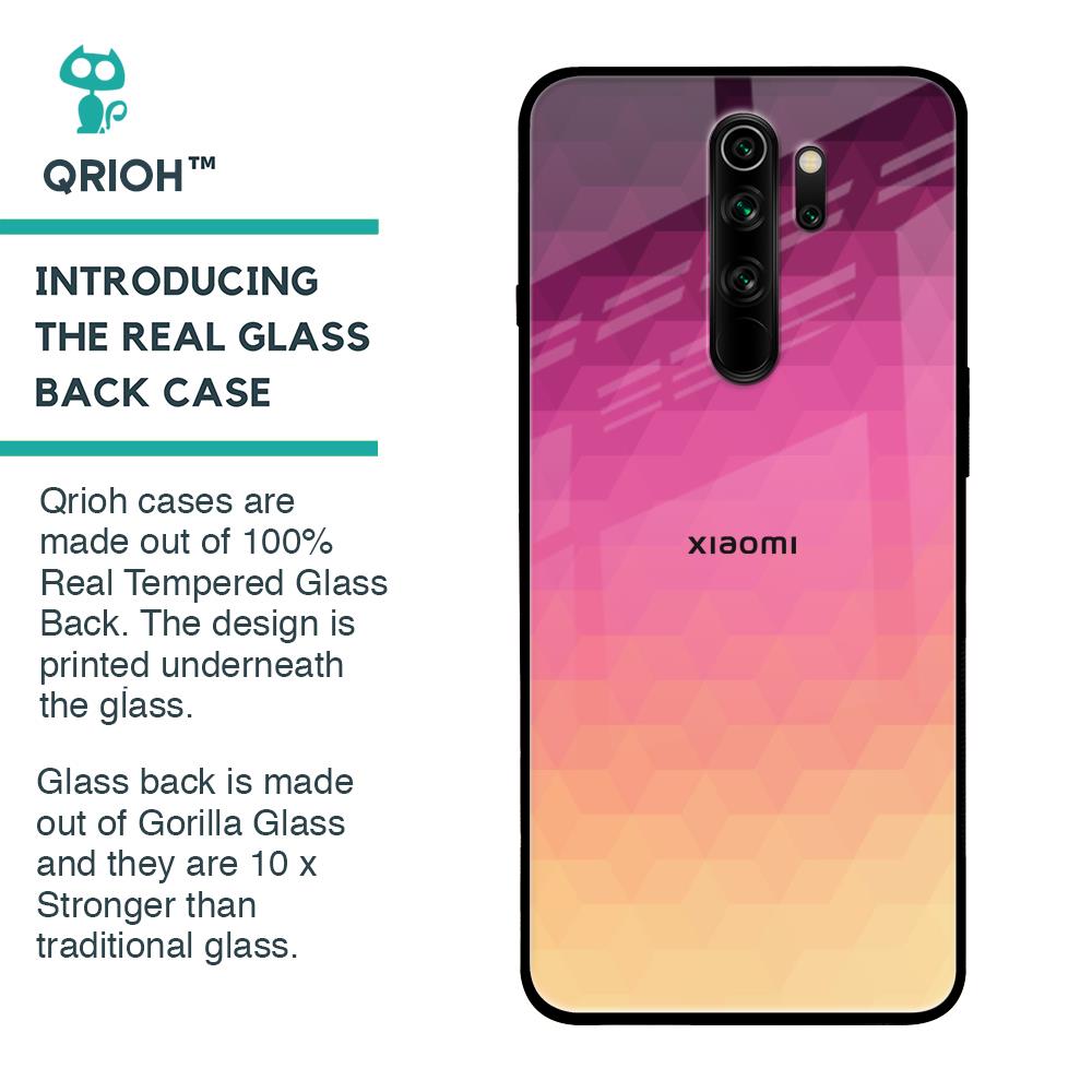 Geometric Pink Diamond Glass Case for Xiaomi Redmi Note 8 Pro