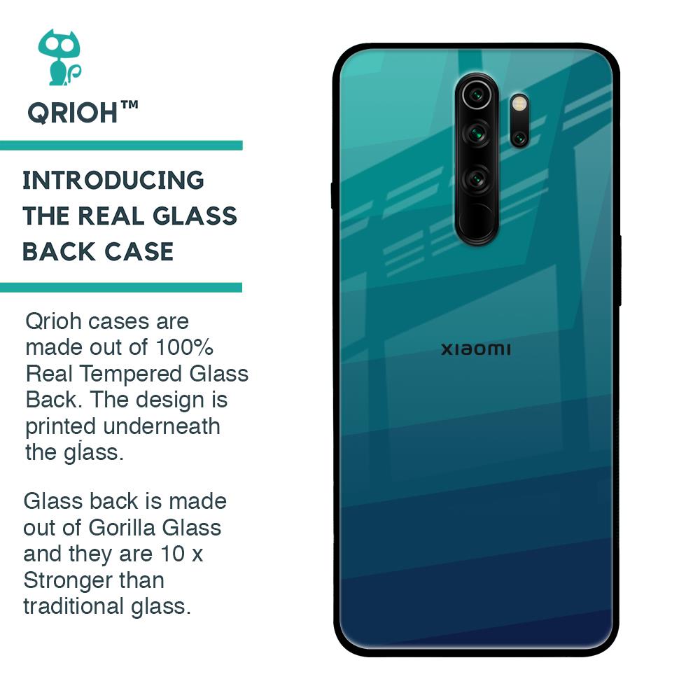 Green Triangle Pattern Glass Case for Xiaomi Redmi Note 8 Pro