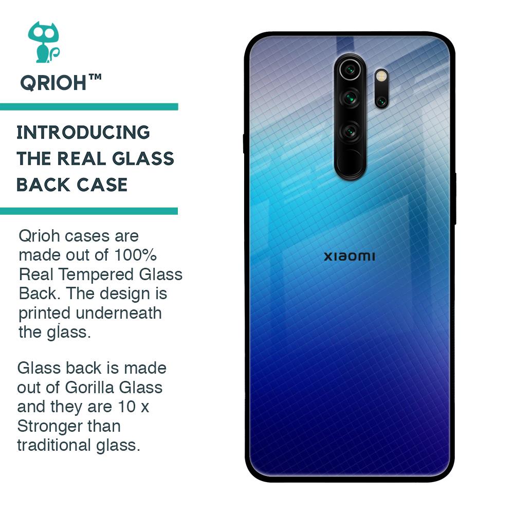 Blue Rhombus Pattern Glass Case for Xiaomi Redmi Note 8 Pro