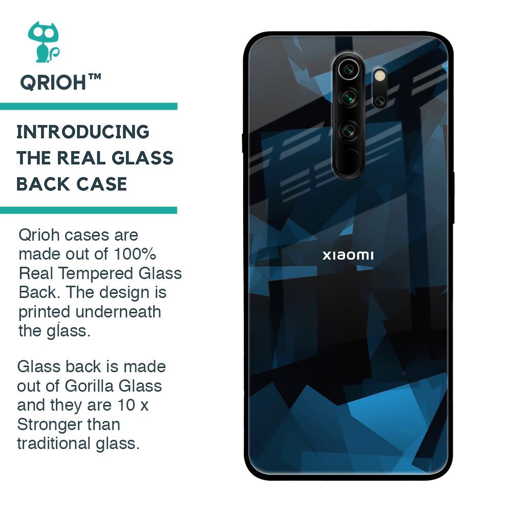 Polygonal Blue Box Glass Case For Xiaomi Redmi Note 8 Pro