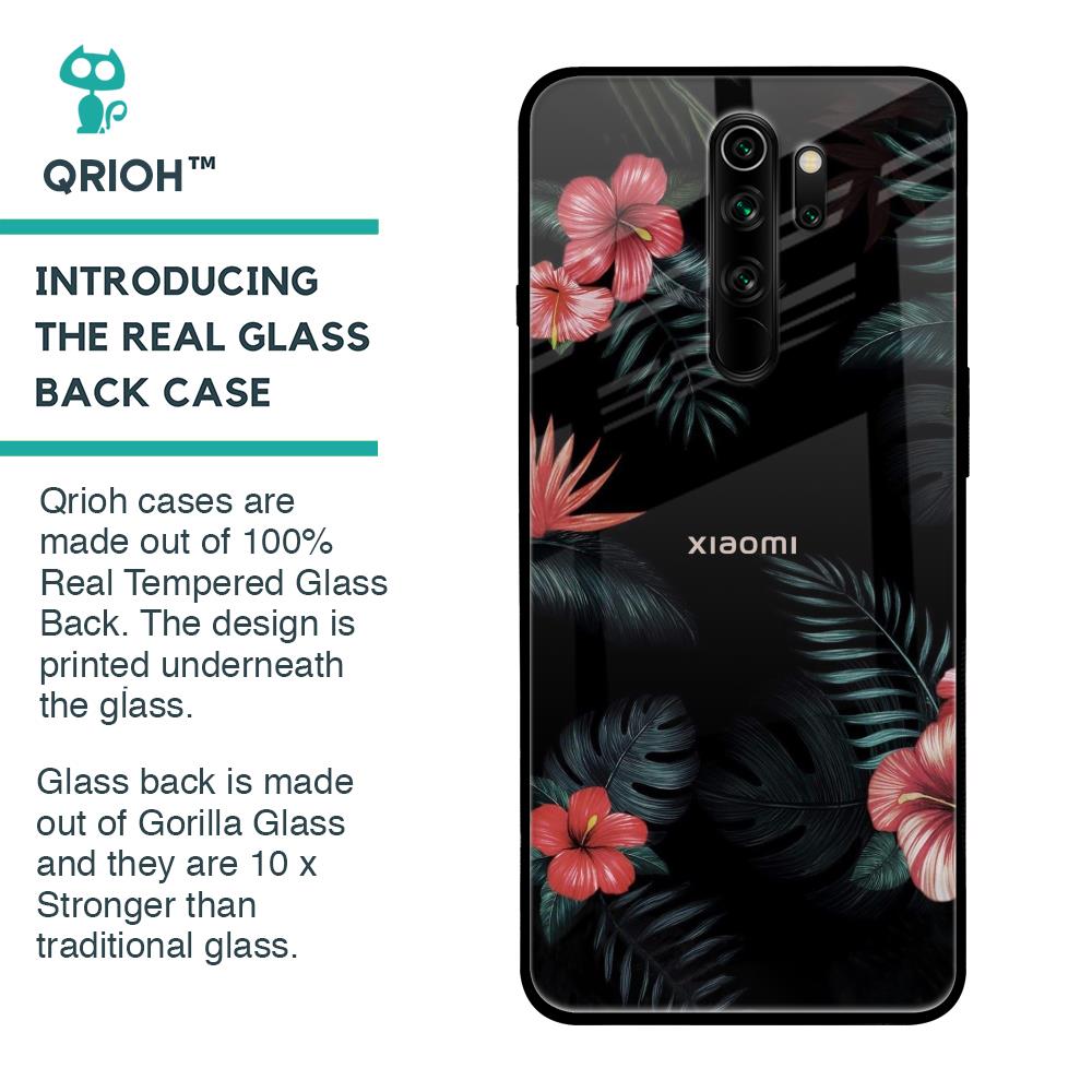 Tropical Art Flower Glass Case for Xiaomi Redmi Note 8 Pro