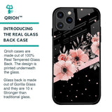 Floral Black Band Glass Case For iPhone 11 Pro