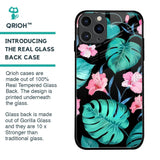 Tropical Leaves & Pink Flowers Glass Case for iPhone 11 Pro