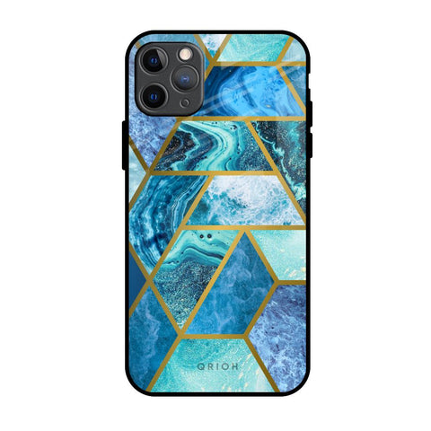 Turquoise Geometrical Marble iPhone 11 Pro Max Glass Back Cover Online