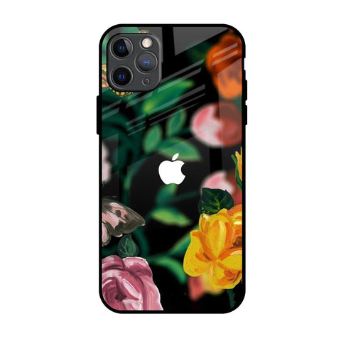 Flowers & Butterfly iPhone 11 Pro Max Glass Back Cover Online