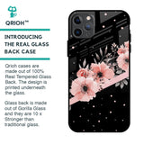 Floral Black Band Glass Case For iPhone 11 Pro Max