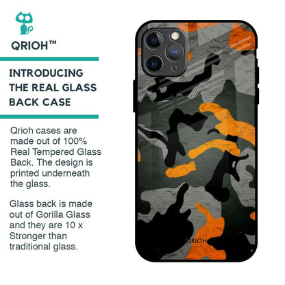 Camouflage Orange Glass Case For iPhone 11 Pro Max