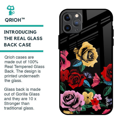 Floral Decorative Glass Case For iPhone 11 Pro Max