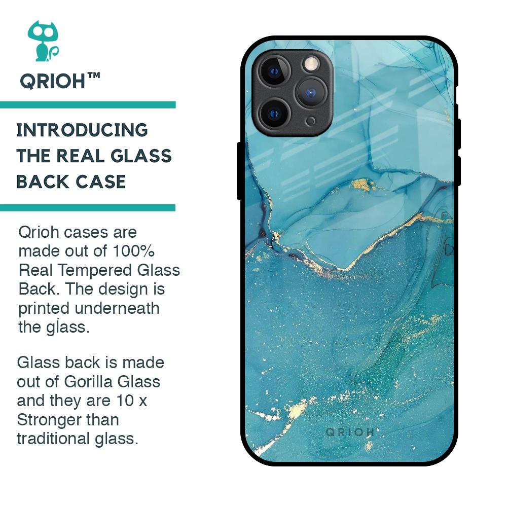 Blue Golden Glitter Glass Case for iPhone 11 Pro Max