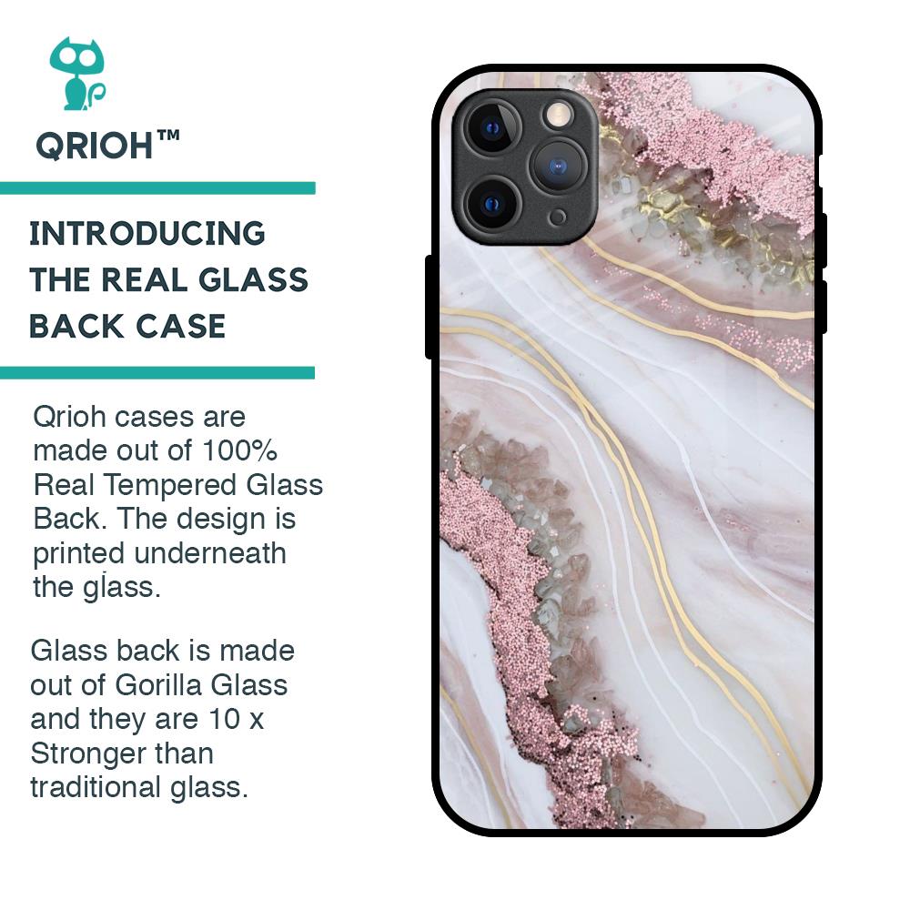 Pink & Gold Gllitter Marble Glass Case for iPhone 11 Pro Max