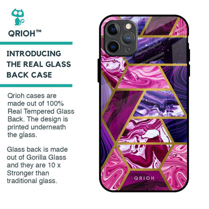 Electroplated Geometric Marble Glass Case for iPhone 11 Pro Max