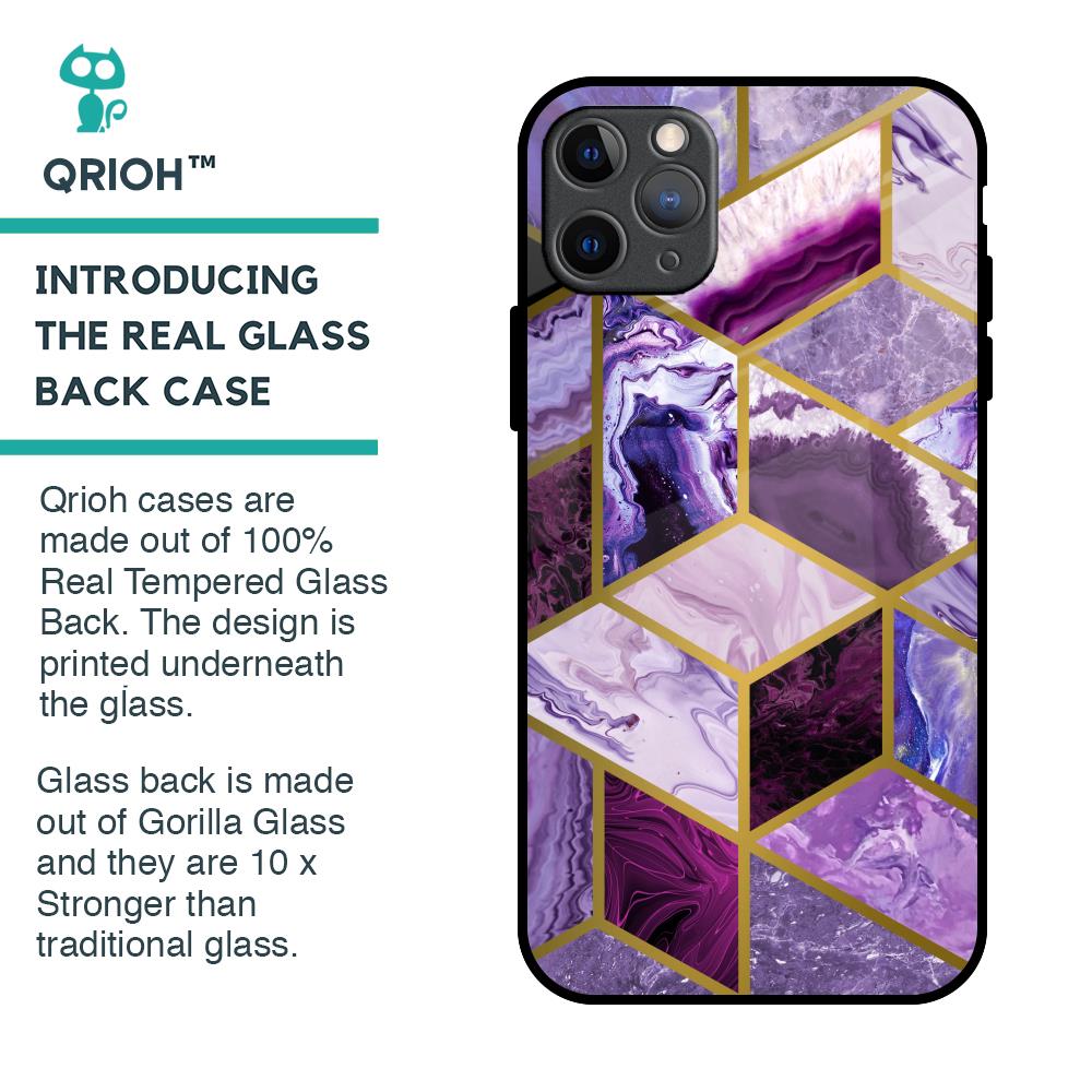 Purple Rhombus Marble Glass Case for iPhone 11 Pro Max
