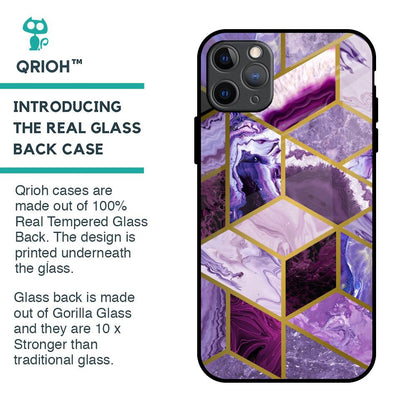 Purple Rhombus Marble Glass Case for iPhone 11 Pro Max