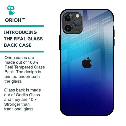 Blue Rhombus Pattern Glass Case for iPhone 11 Pro Max