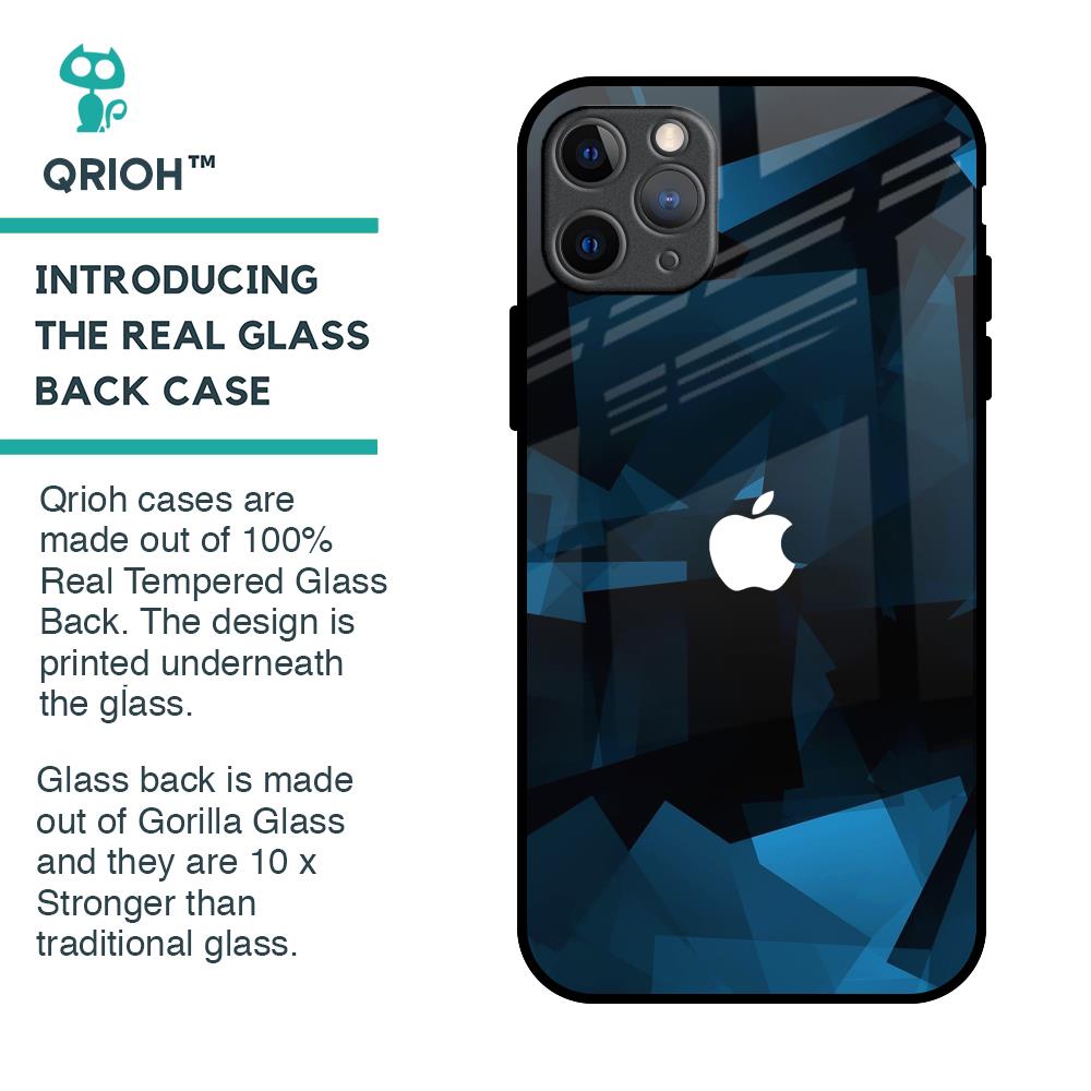 Polygonal Blue Box Glass Case For iPhone 11 Pro Max