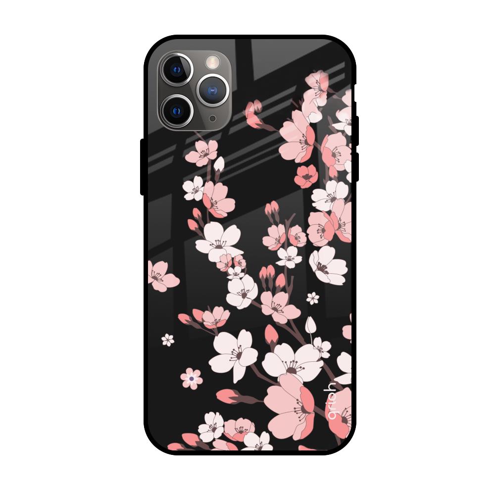 Black Cherry Blossom Apple iPhone 11 Pro Max Glass Cases & Covers Online