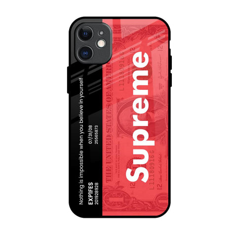 Supreme Ticket iPhone 11 Glass Back Cover - Flat 35% Off On