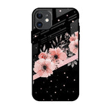 Floral Black Band iPhone 11 Glass Back Cover Online