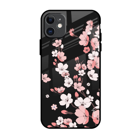 Black Cherry Blossom iPhone 11 Glass Back Cover Online