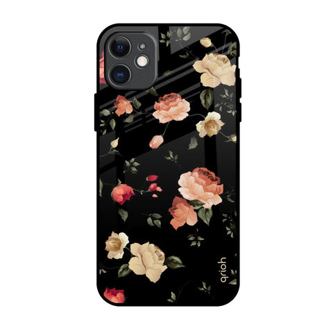 Black Spring Floral iPhone 11 Glass Back Cover Online