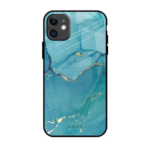 Blue Golden Glitter iPhone 11 Glass Back Cover Online