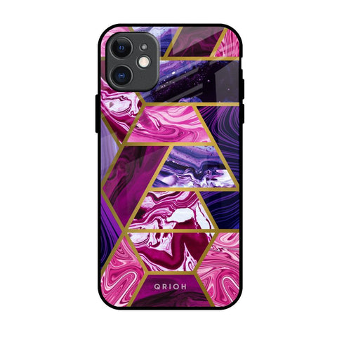 Electroplated Geometric Marble iPhone 11 Glass Back Cover Online