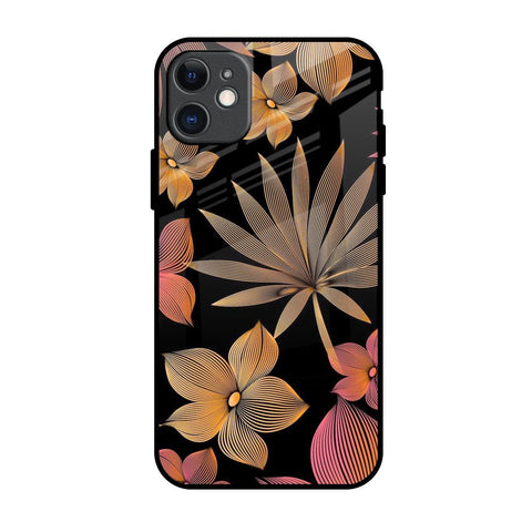Lines Pattern Flowers iPhone 11 Glass Back Cover Online